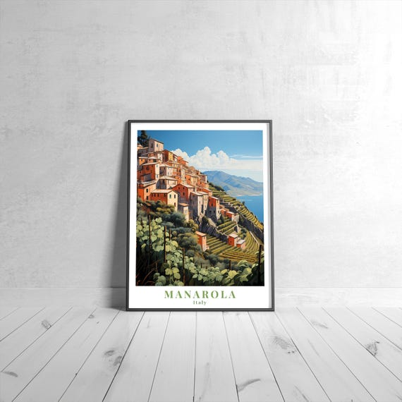 Manarola Vintage Travel Poster Retro Italy Art Print Colorful Home Decor Wall Unique Gift