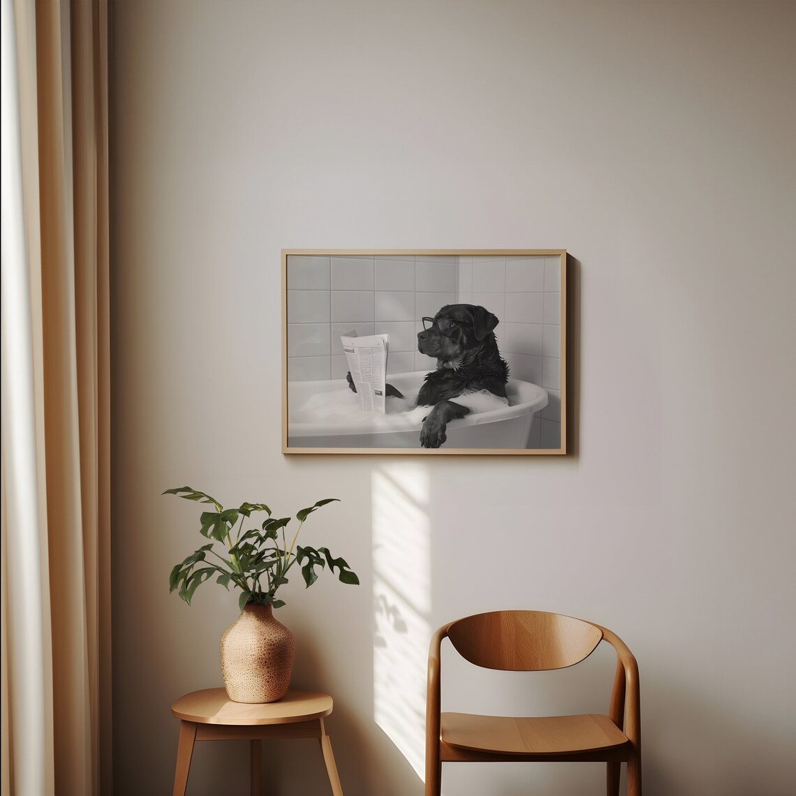 Rottweiler In Bathtub Funny Bathroom Dog Art Print - Image 2