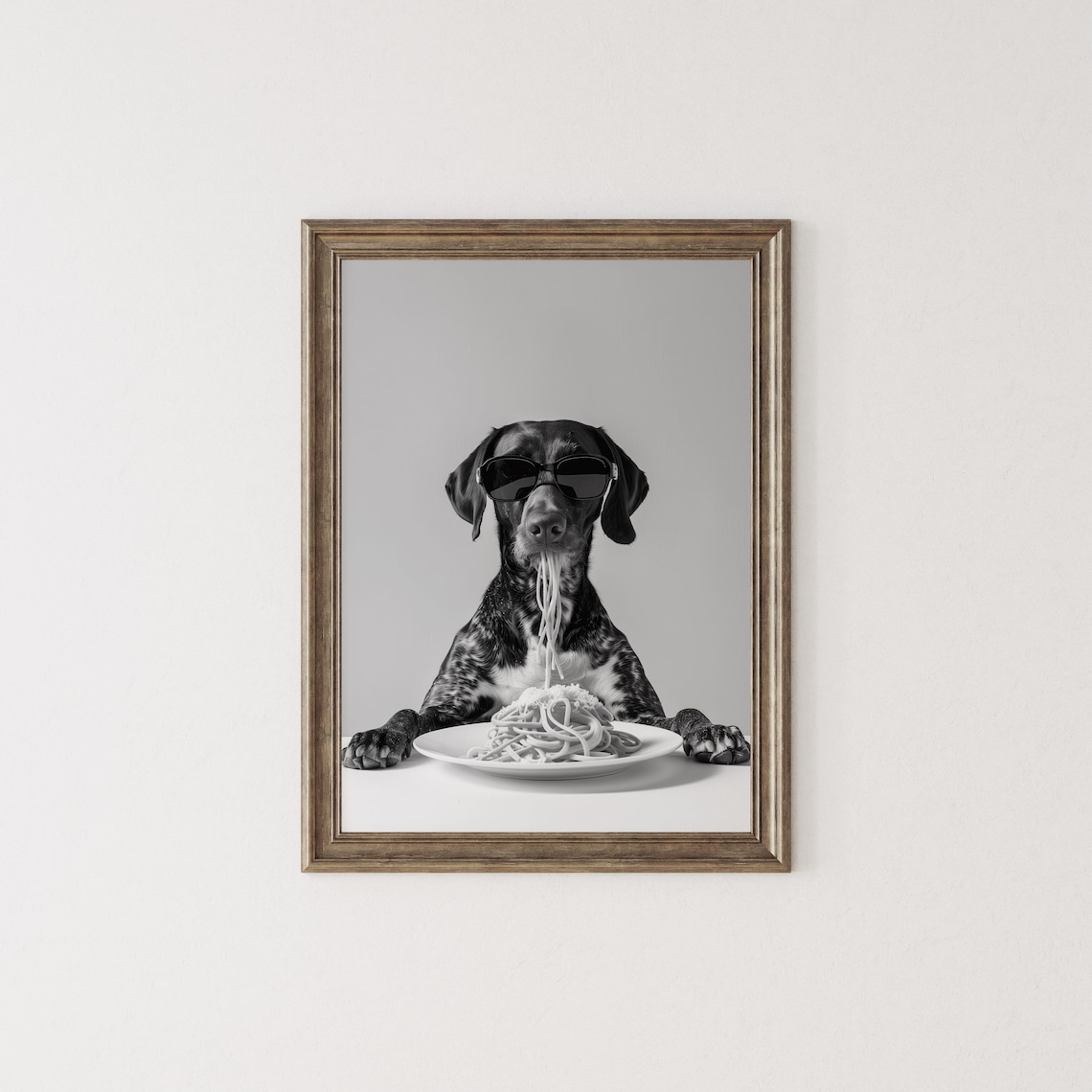 German Shorthaired Pointer Eating Pasta Art Print - Image 2