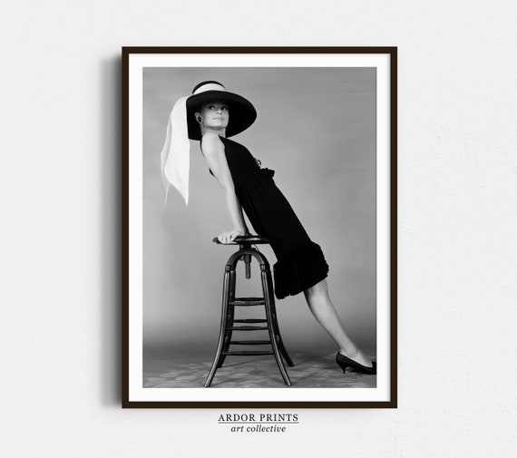 Audrey Hepburn French Fashion Print Breakfast At Tiffanys Black And White Print Vintage Woman Art Old Hollywood Art Retro Wall Decor