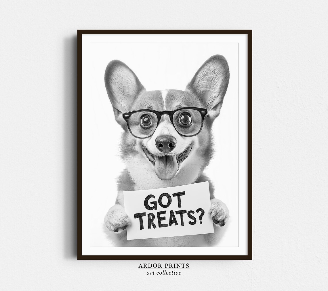 Corgi Holding Sign Got Treats Funny Dog Poster