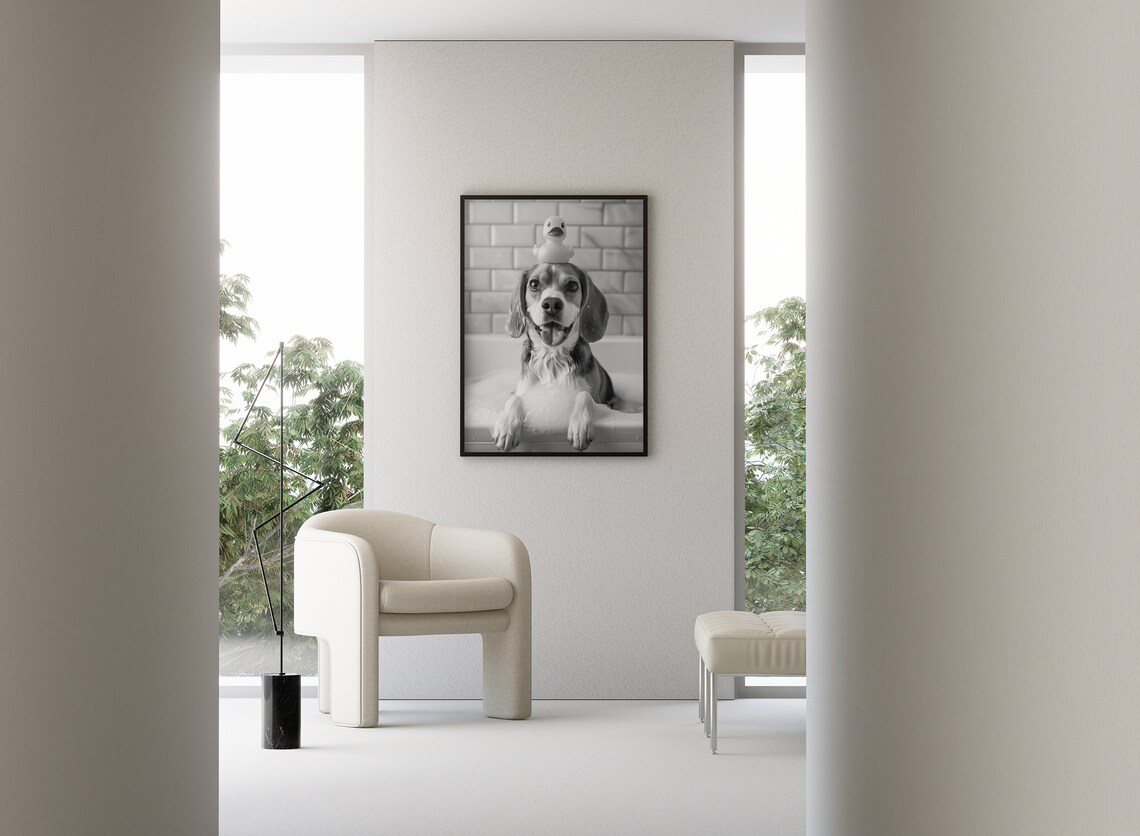 Beagle Bath Wall Art, Funny Bathroom Dog Poster - Image 3