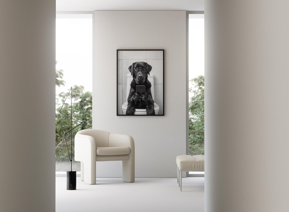 Black Labrador Bathroom Wall Art, Funny Dog Poster - Image 3