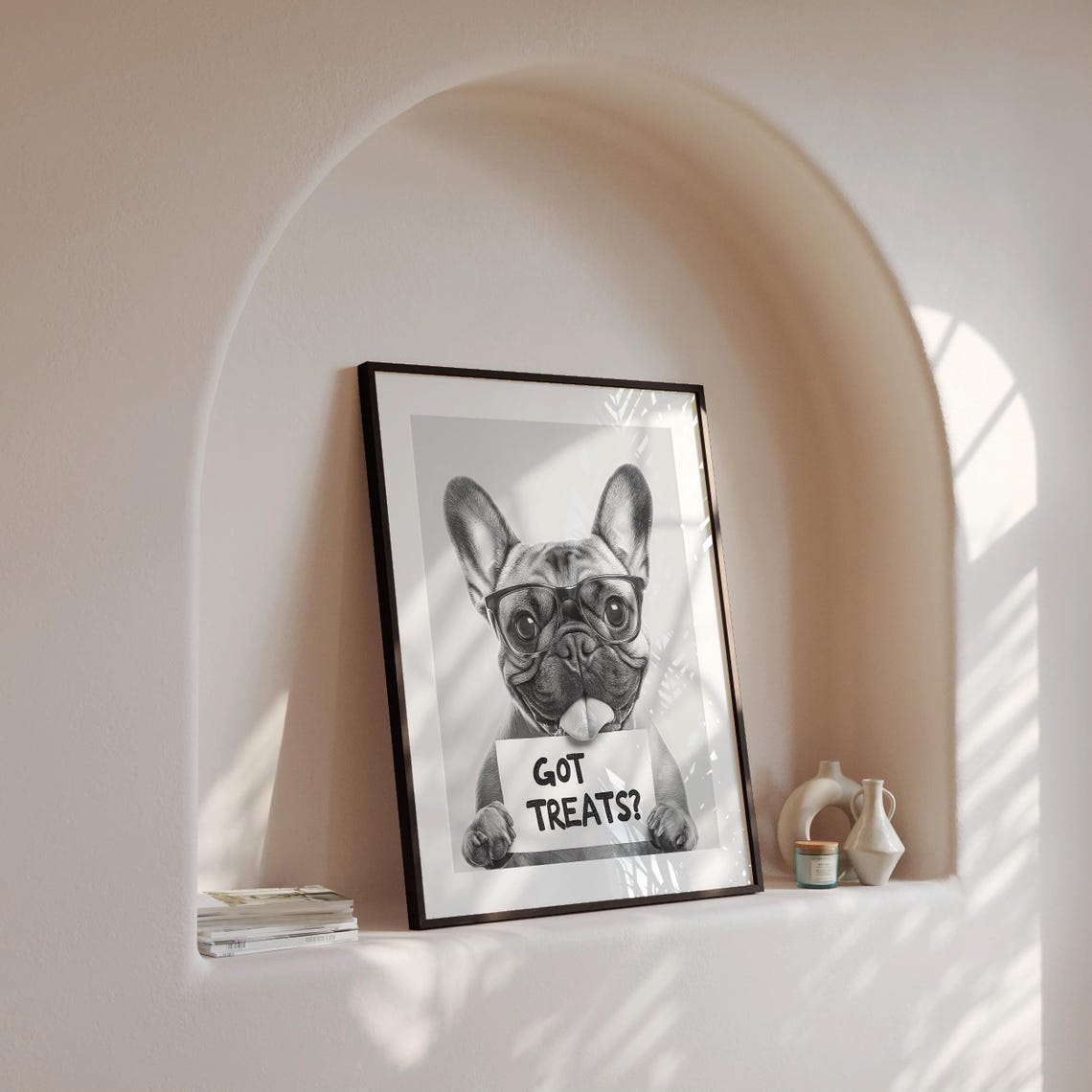 French Bulldog Puppy Got Treats Sign With Glasses Funny Dog Print - Image 4