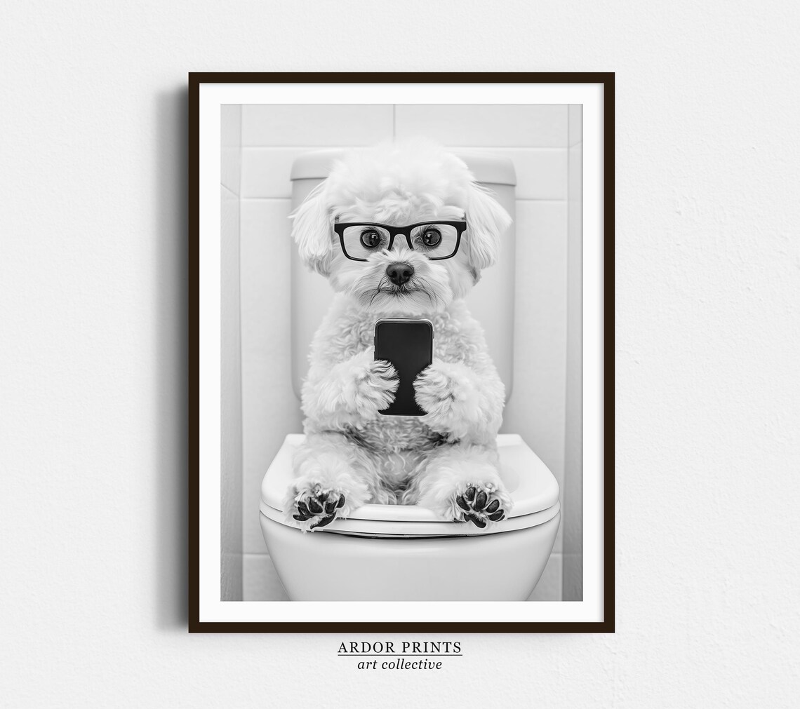 Maltipoo Bathroom Wall Art, Funny Dog Poster