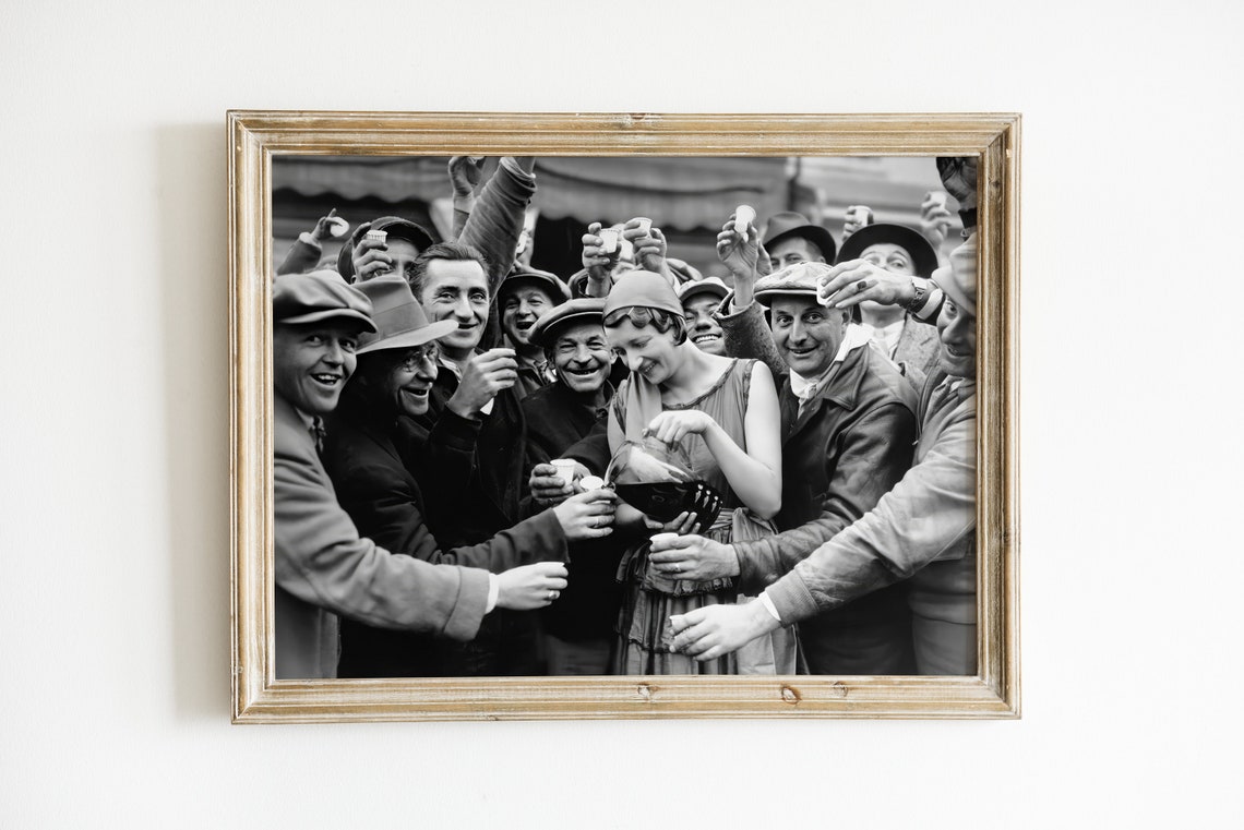 Vintage Crowd Toasting With Whiskey Retro Celebration Photo Poster - Image 3