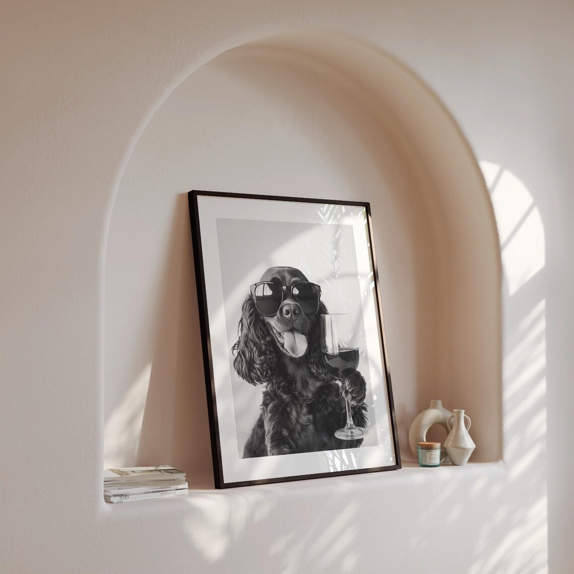 Chocolate Cocker Spaniel And Wine Art Print - Image 4