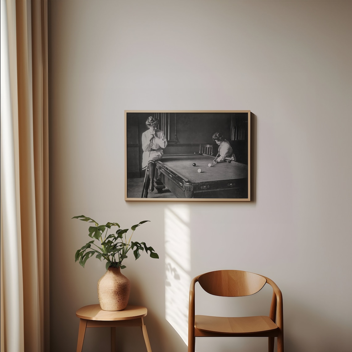 Two Young Women Playing Billiards Vintage Art Print - Image 2