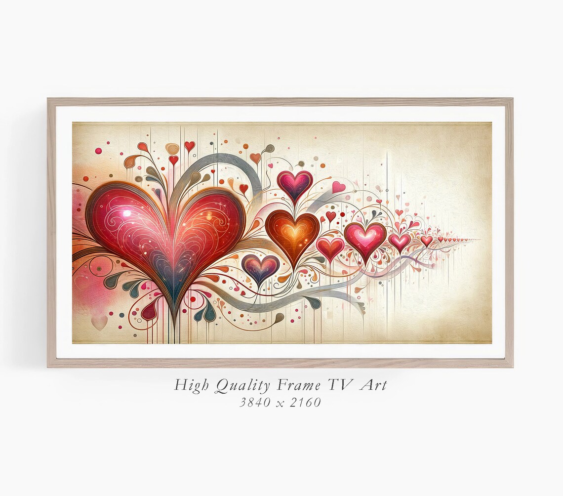 Whimsical Swirling Hearts Romantic Valentine Love Art Wall Poster - Image 3