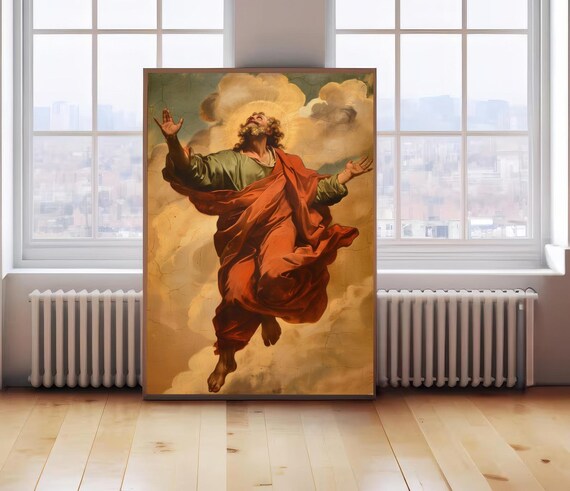 Ascension of Christ Into Heaven Baroque Religious Painting Poster