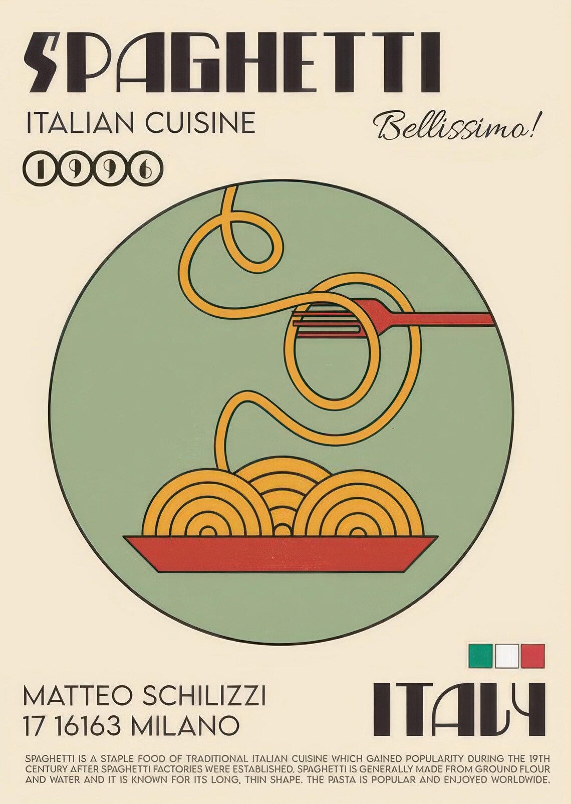 Spaghetti Italy Travel Poster, Food Wall Art Print - Image 2