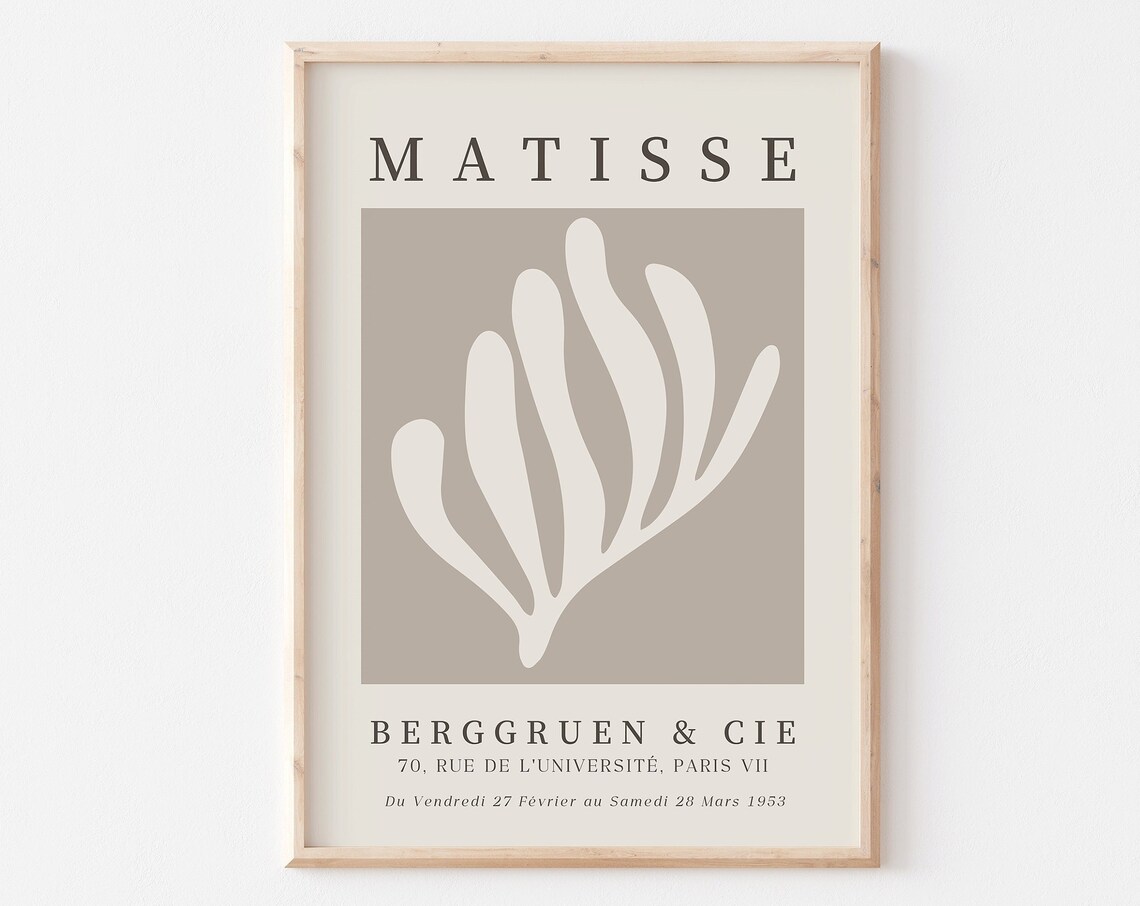 Matisse Berggruen Paris 1953 Exhibition Cutout Abstract Neutral Art Poster