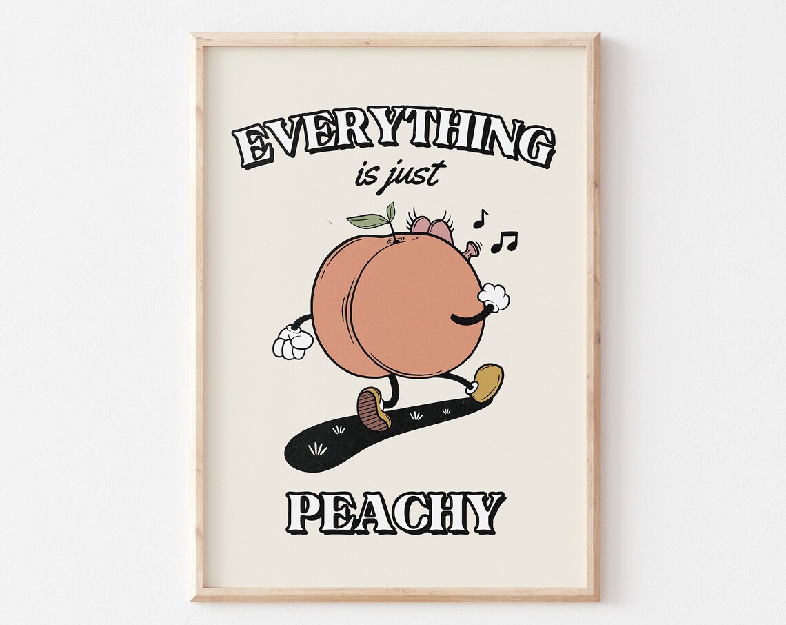 Retro Positive Affirmation Art Print, Peach Decor