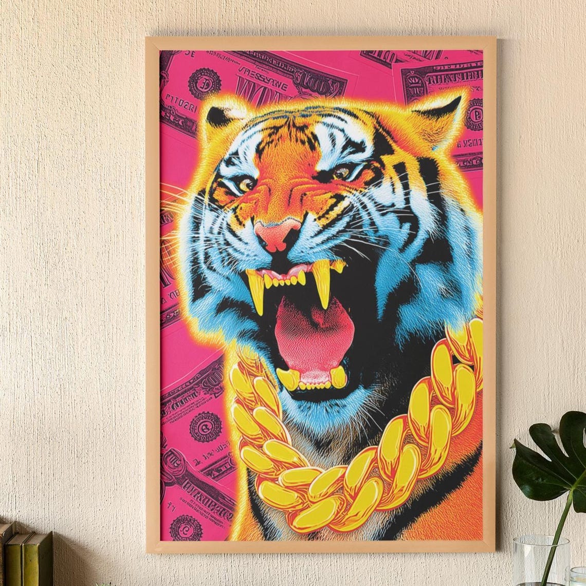 Tiger Pop Art Poster, Roaring Wild Cat