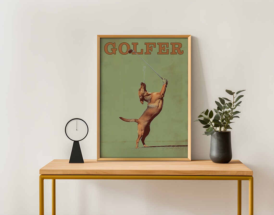 Funny Dog Golfing Vintage Poster, Man Cave Decor - Image 4
