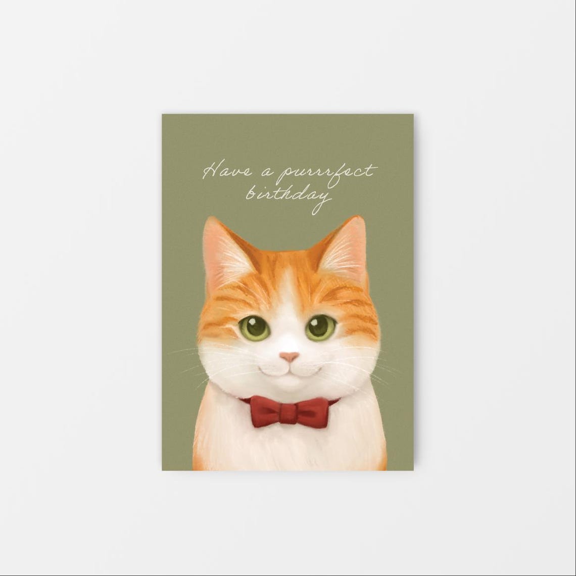 Purrrfect Birthday Orange Tabby Cat Bow Tie Card Gift Art Print - Image 2
