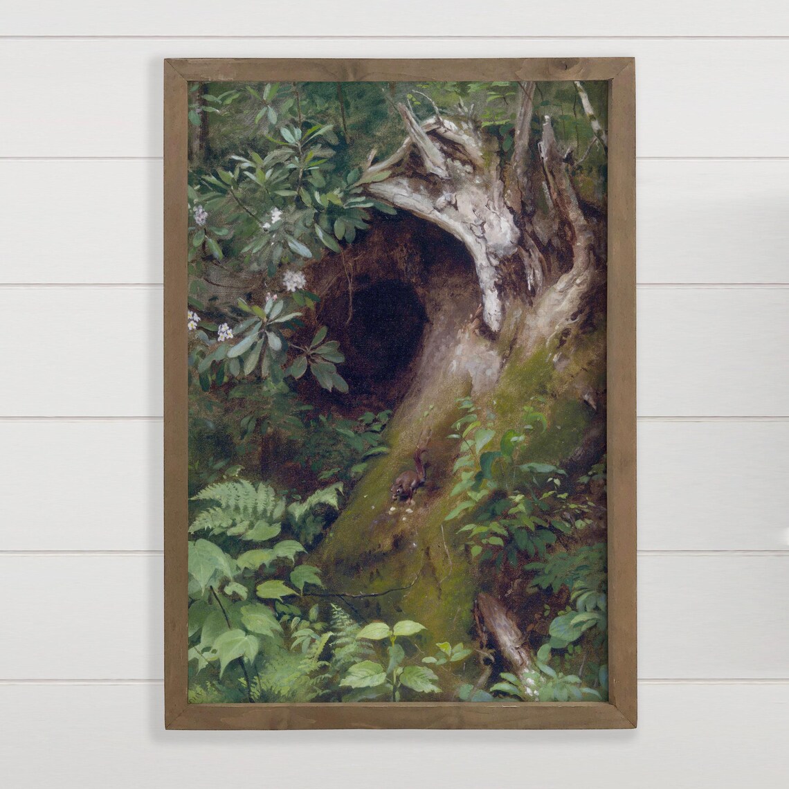 Forest Squirrel Animal Canvas Art Wood Framed Wildlife Painting