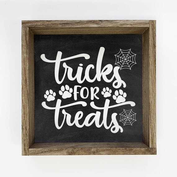 Tricks for Treats Adorable Dog Paw Halloween Pet Sign Wall Art