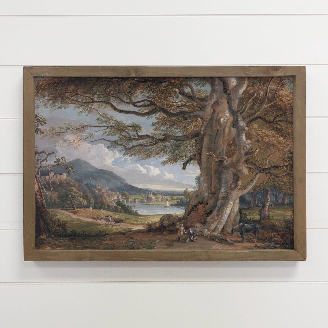 Vintage European Countryside Landscape Big Tree Lake Art Poster