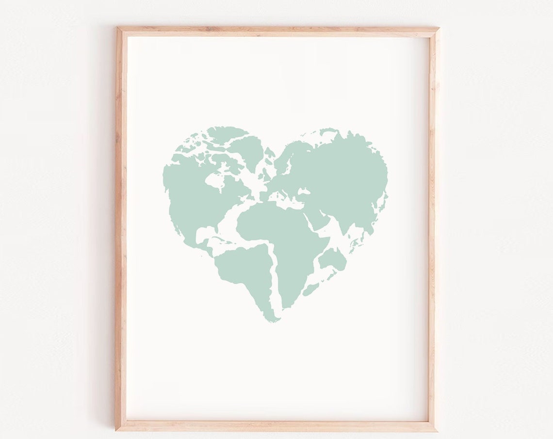 Mint Heart Nursery Decor Art Print