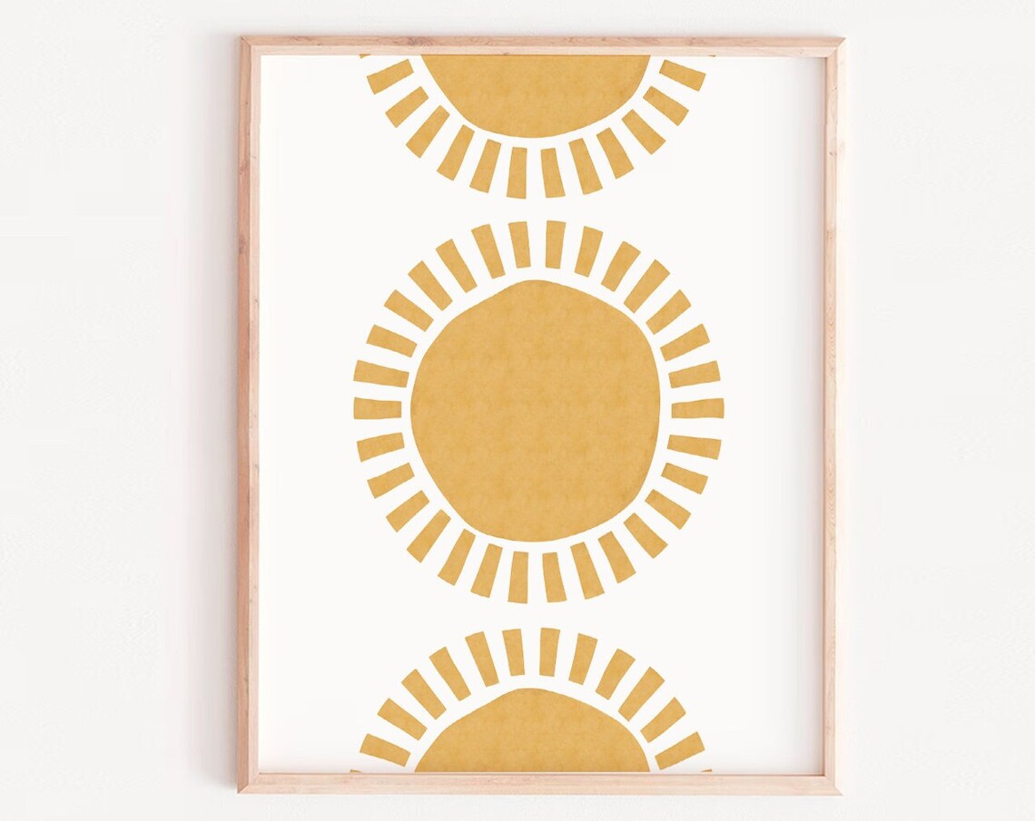 Modern Sun Abstract Rays, Mid-Century Art Print