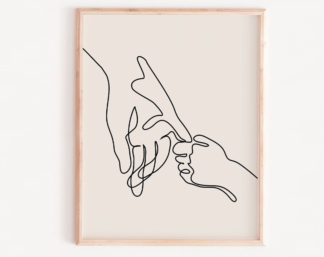 One Line Drawing Minimalist Art Print, Black White