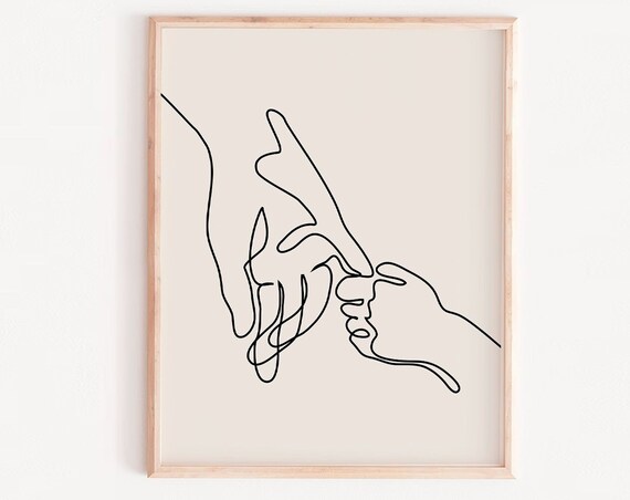 One Line Drawing Minimalist Art Print, Black White