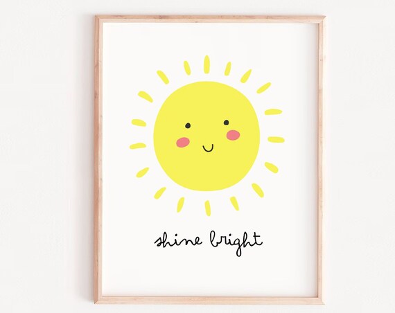 Cheerful Smiling Sun Shine Bright Cute Kids Nursery Room Wall Art