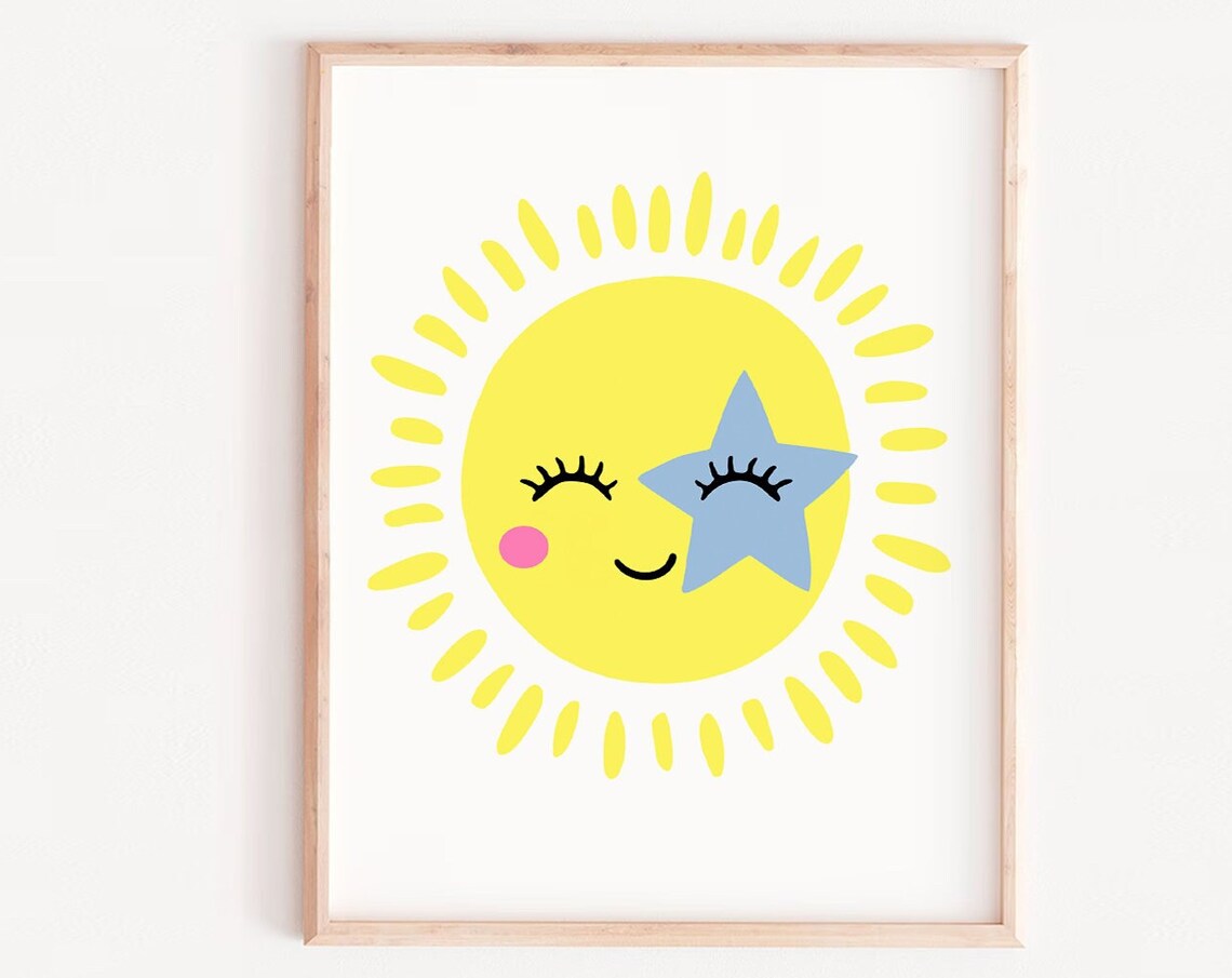 Here Comes The Sun Nursery Sunrise Kids Poster