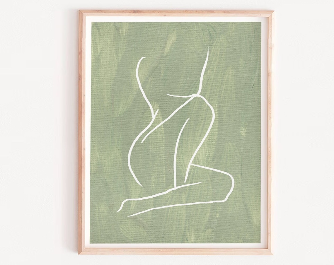 Bohemian Woman Green Geometric Art Print