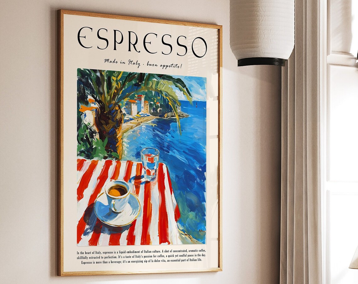 Coffee Poster Espresso Print Food Poster Kitchen Decor Italian Coffee Art Retro Coffee Art Vintage Food Art Food And Drink Poster