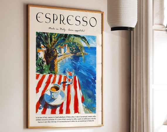 Coffee Poster Espresso Print Food Poster Kitchen Decor Italian Coffee Art Retro Coffee Art Vintage Food Art Food And Drink Poster