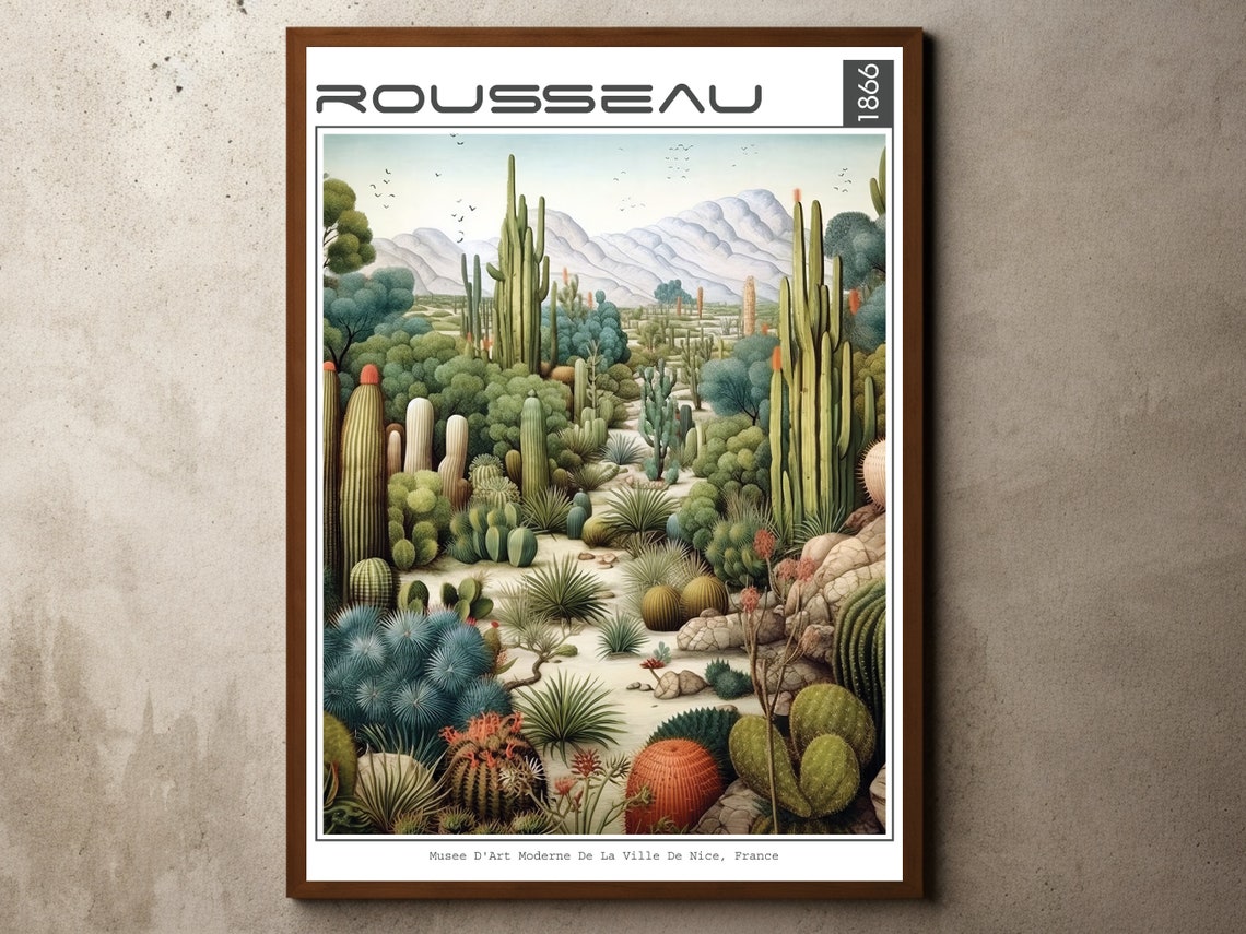 Rousseau 1866 Desert Cactus Landscape Vintage Exhibition Art Poster