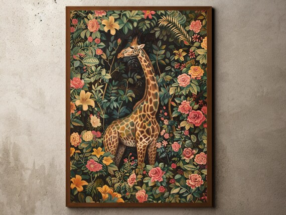 Henri Rousseau Print Poster Tropical Decor Botanical Jungle Giraffe Vintage Wall Art