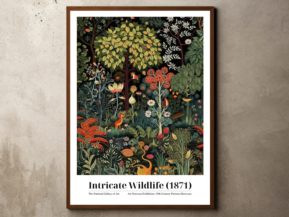 Intricate Wildlife 1871 Jungle Exhibition Botanical Art Poster