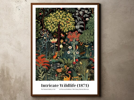 Henri Rousseau Print Poster Tropical Decor Botanical Jungle Exhibition Animals Forest Vintage Wall Art
