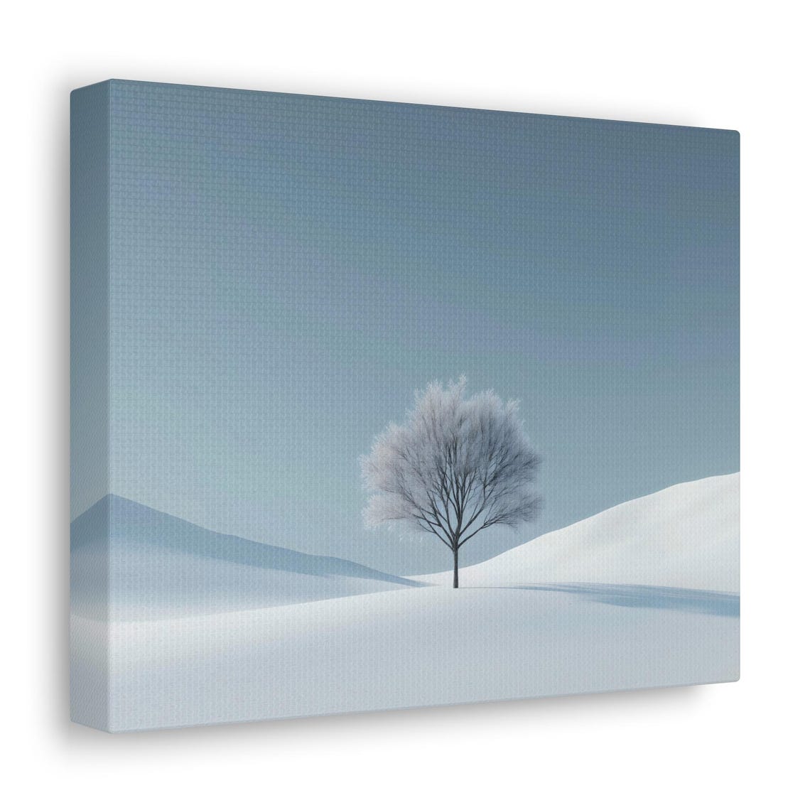 Minimalist Frost Covered Tree In Vast Snowfield Landscape Print - Image 2