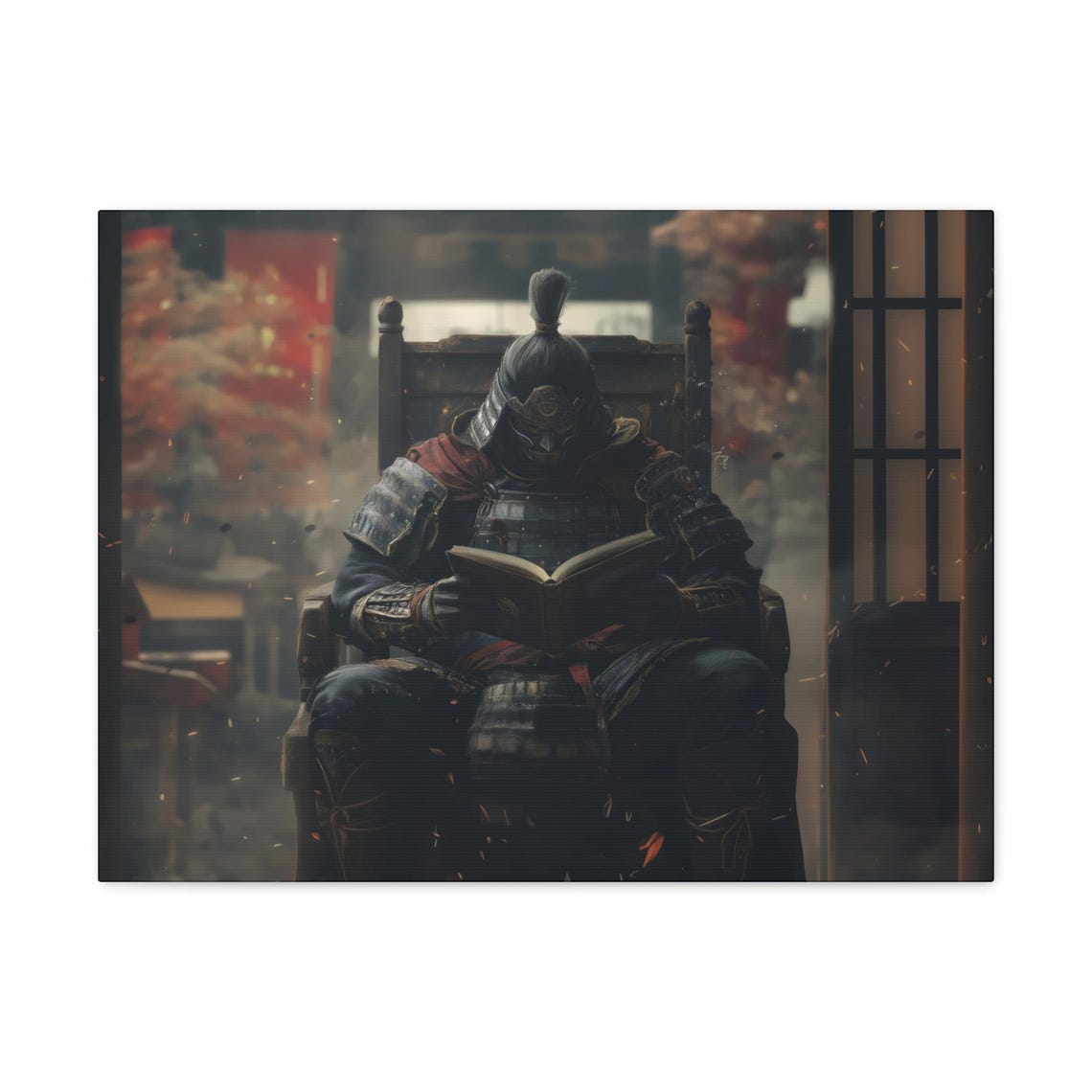 Samurai Reading Maximalist Eclectic Victorian Print Bold Altered Book Library Portrait Fantasy Fun Colorful Renaissance Rustic Art - Image 2