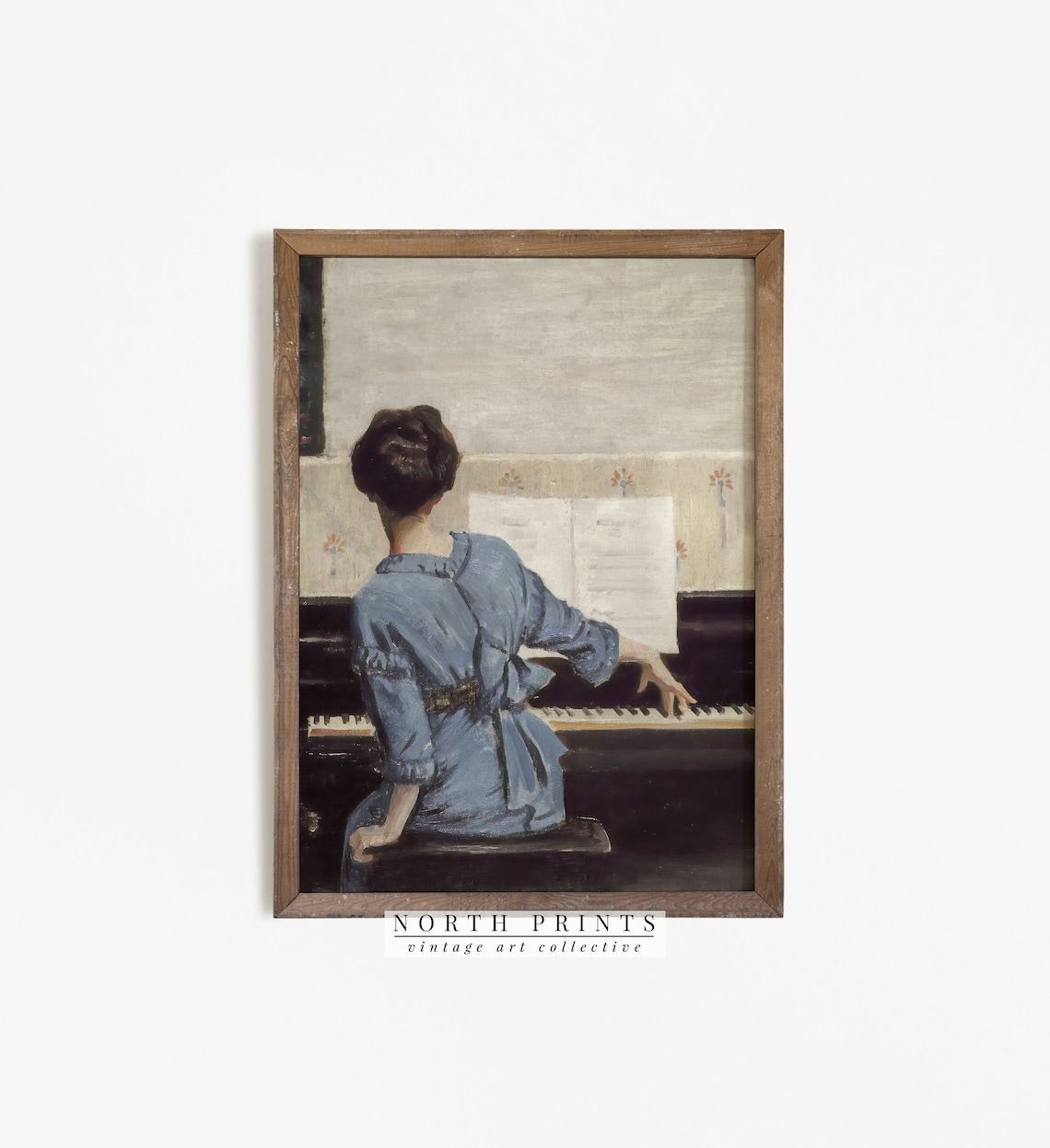 Vintage Female Pianist Oil Painting Art Print
