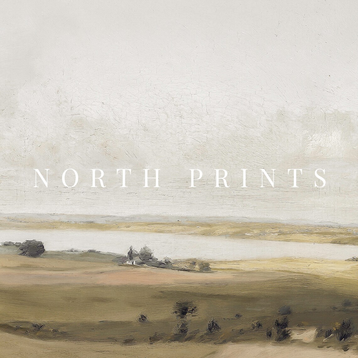 Muted Green Tonal Landscape Vintage Coastal Art Print - Image 3