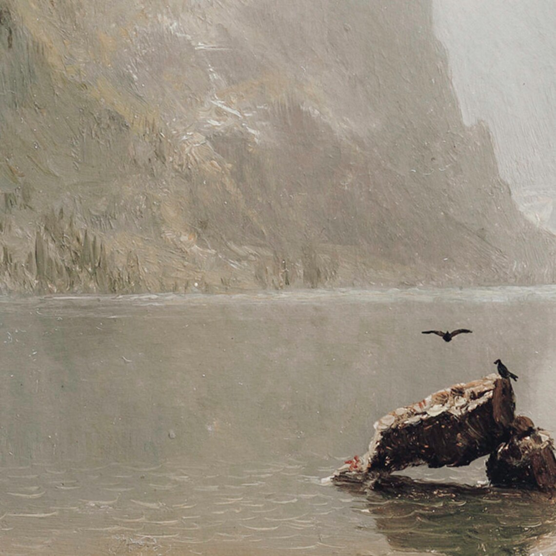 Rustic Lake Painting Vintage Print, Mountain Scenery - Image 3