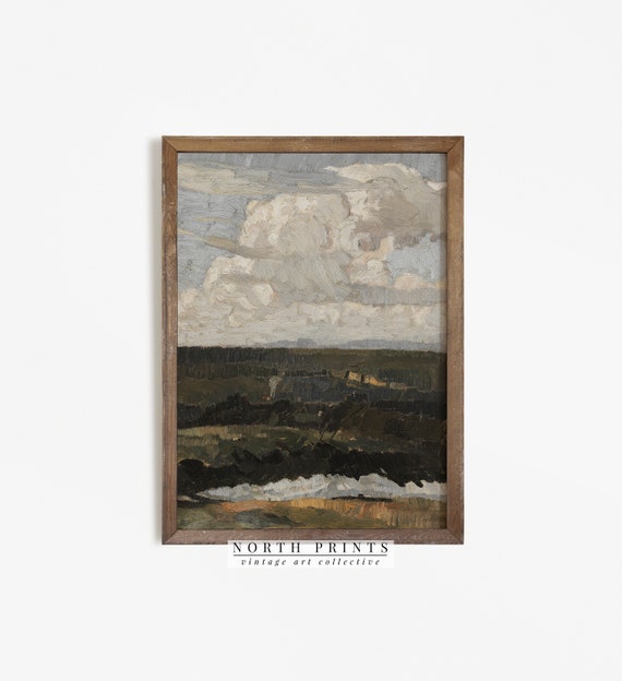 Vertical Landscape Oil Painting Vintage Print Rustic Decor North Prints 624