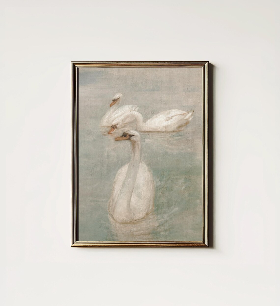 Vintage Swan Pastel Farmhouse Nursery Art Print
