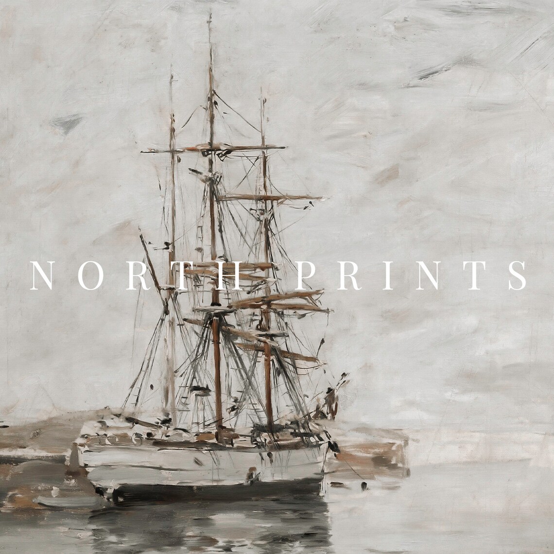 Muted Nautical Ship Oil Painting Vintage Sailboat - Image 4