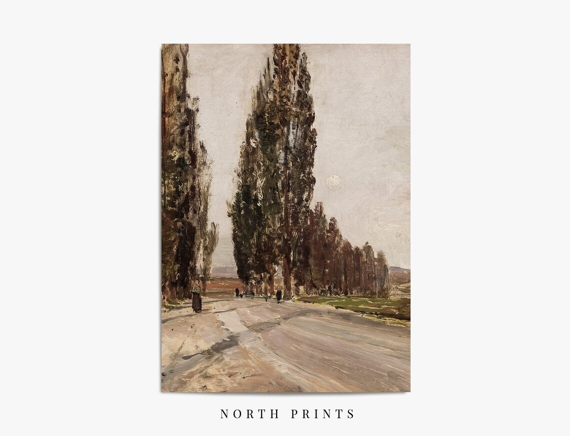 Tall Poplar Trees Country Road Vintage European Travel Poster - Image 3