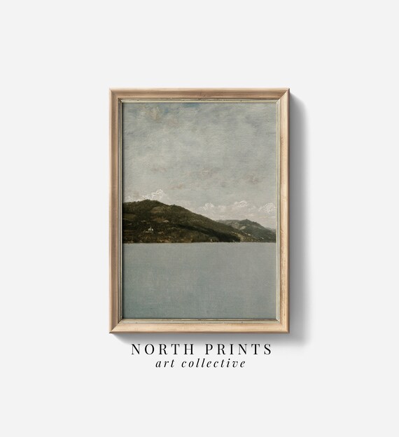 Lake Landscape Vintage Art Print, Wall Decor