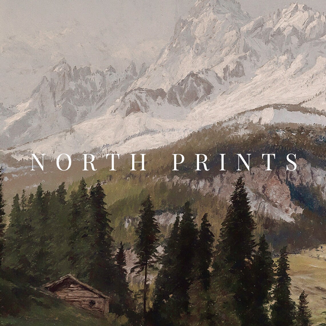 Rustic Mountain Painting Vintage Landscape Art Print - Image 2