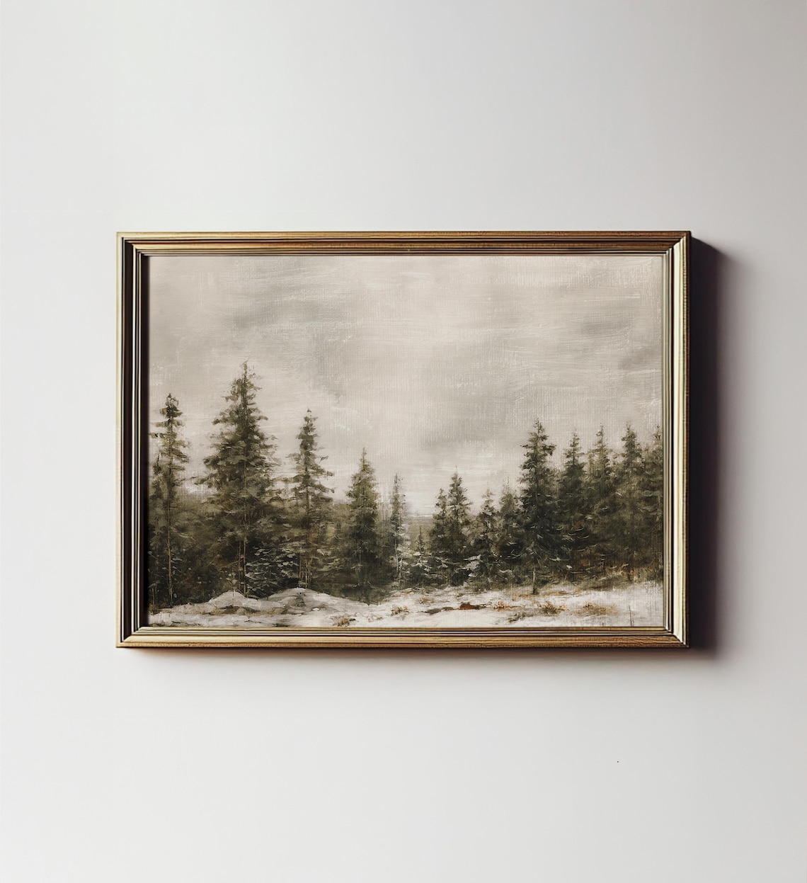 Winter Pine Forest Christmas Painting Art Print