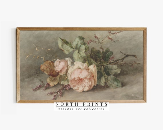 Vintage Floral Flower Painting, Farmhouse Art Print