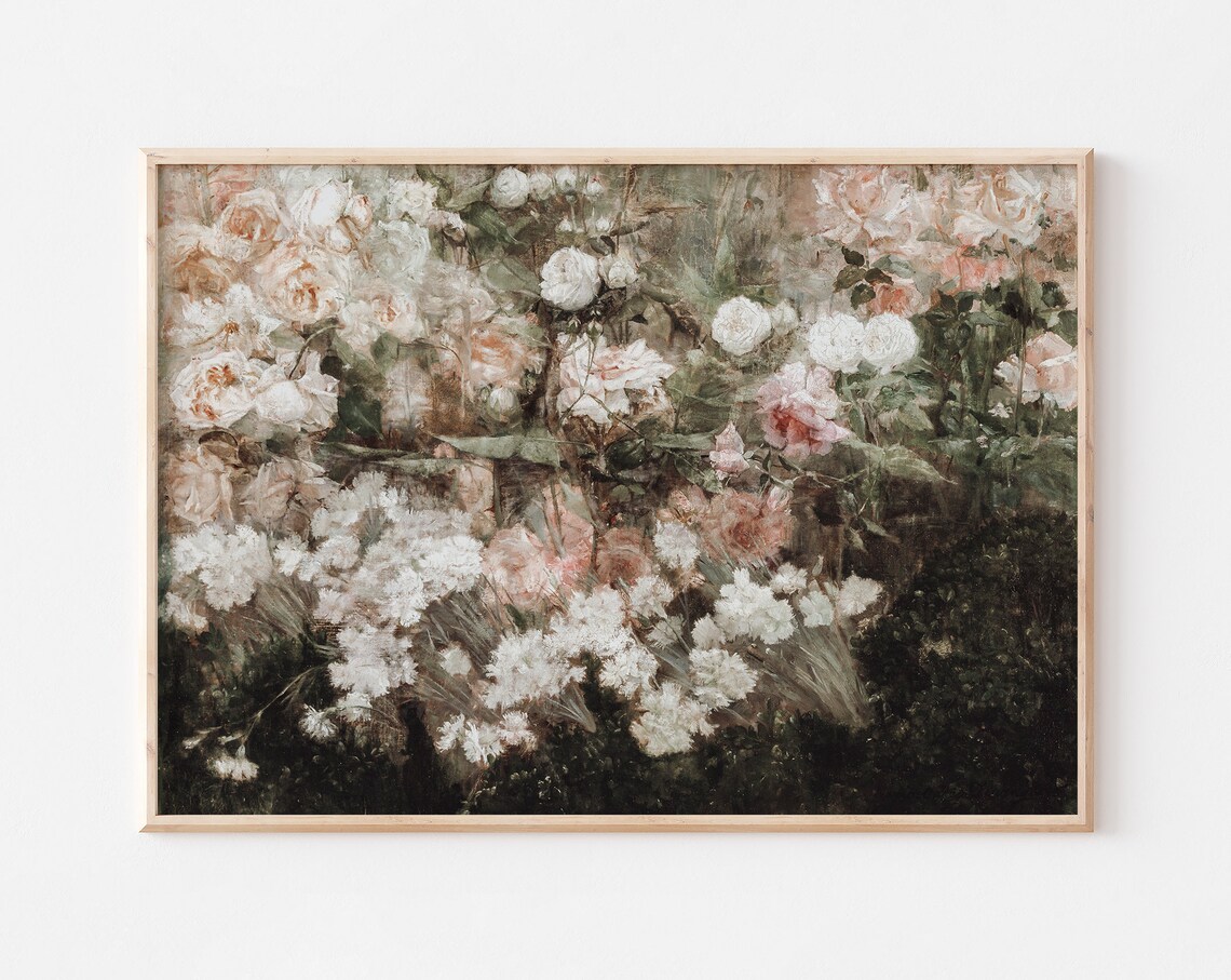 Rose Garden Vintage Moody Floral Art Print - Image 2